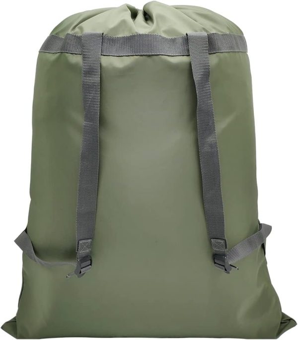 Laundry Bag Backpack, 27” x 34”Sturdy Laundry Bag with Shoulder Straps Drawstring Closure Heavy Duty Foldable Laundry Backpack for College, Travel, Laundromat, Apartment (Green)