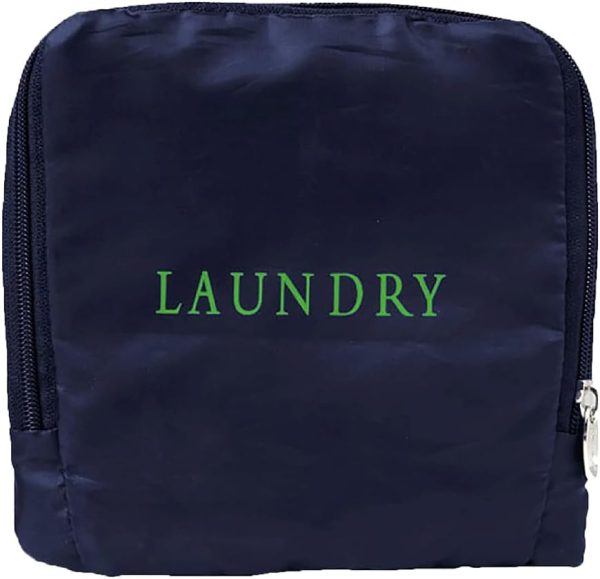 Travel Laundry Bag - Laundry Script, Navy/Green