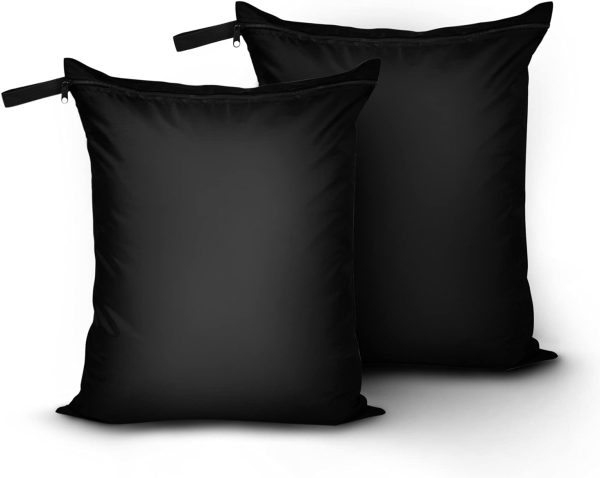 Travel Laundry Bags 2 Pack Wet Bag for Swimsuit and Towels Waterproof Wet Dry Bag 16 x 20 inch Dirty Clothes Gym Laundry Bags with Handle for Beach Swimming Workout Yoga Black
