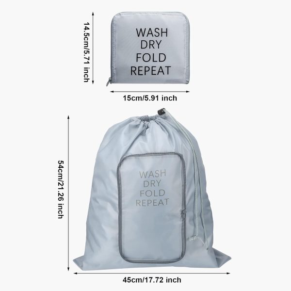 2 Pcs Travel Laundry Bag Washable Dirty Clothes Bag with Drawstring and Zipper for Suitcase, 22 x 18 Inch (Pink, Gray,Classic) - Image 2