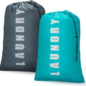 Laundry Bag,2 Pack Travel Laundry Bags for Dirty Clothes,Large Laundry Bags for Camping & Traveling,Dirty Clothes Travel Bag,24" x 36" (Cyan + Gray)