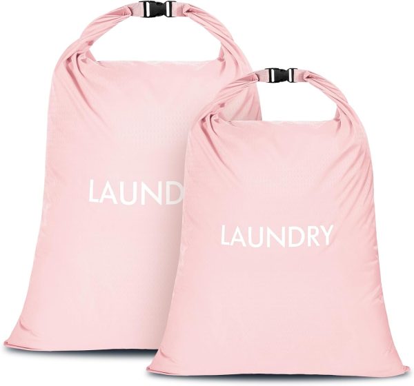 2 Pack Travel Laundry Bag, Nylon Washing Bags for Laundry, Roll Top Wet Dry Bag for Swimming Yoga Bathing Suit Workout, Dirty Clothes Storage Organiser