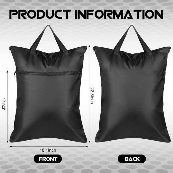2 Pcs Large Travel Laundry Bag for Dirty Clothes with Handle 18" x 23" Heavy Duty Waterproof Wet Dry Bags for Swimsuit with 2 Zippered Pockets Washable for Sports Gym Dorm(Black) - Image 2