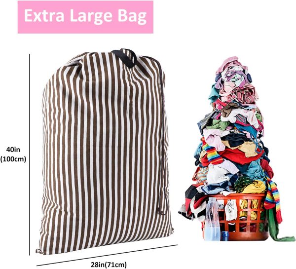 Laundry Bag with Handle and Drawstring, Large Heavy Duty Laundry Bag, 28 x 40 Inches Travel Dirty Clothes Bag for Laundromat and Household - Image 2