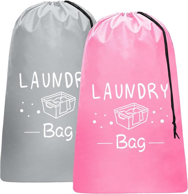 2 Pack Extra Large Travel Laundry Bag, Dirty Clothes Organizer with Drawstring,Heavy Duty Travel Laundry Bags,Easy Fit a Laundry Hamper Travel Essentials