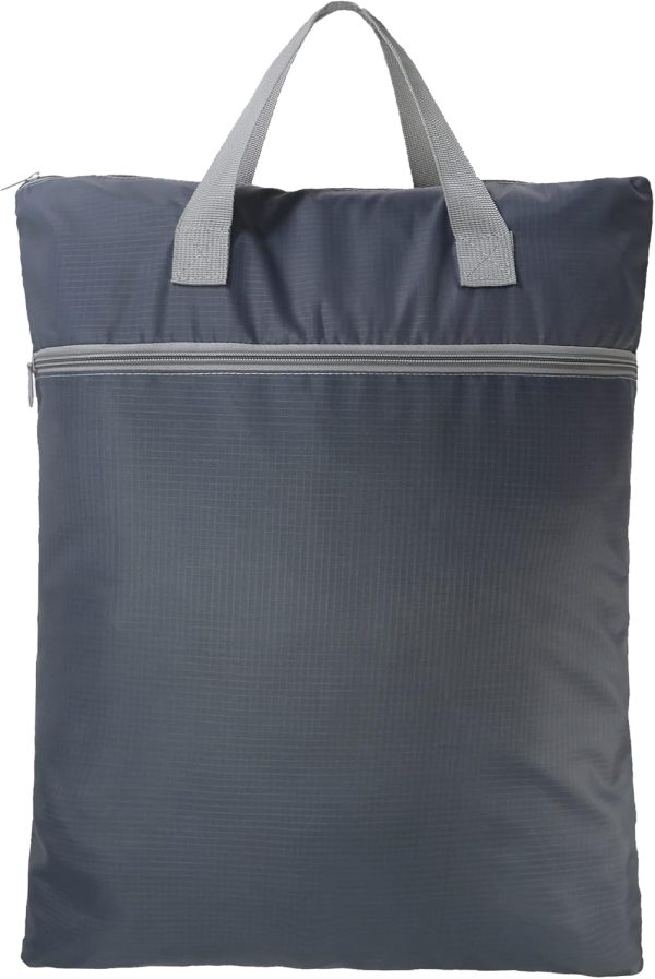Grey Travel Laundry Bag with Handles & Zipper Pockets Dirty Clothes Hanging Laundry Hamper Heavy Duty Collapsible for College Dorm Gym Beach Pool Swimsuit