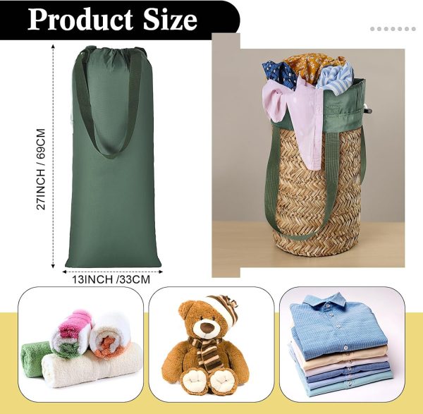 10 Pcs Nylon Laundry Bag with Handle Drawstring 27 x 13in Washable Travel Large Dirty Laundry Bag for Clothes Storage College Laundromat Apartment - Image 2