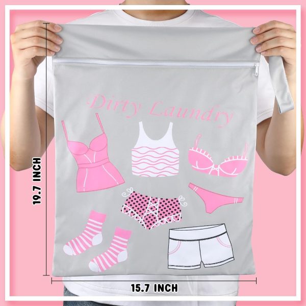 2 Pcs Large Travel Laundry Bag Washable Waterproof Wet Dry Large Dirty Clothes Bag Bathing Workout(Dress Style) - Image 2